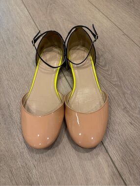 Nude Patent Leather Ankle-Strap Flats by J.Crew